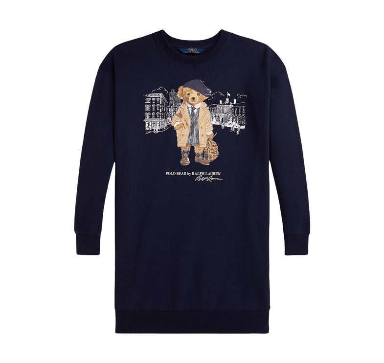 Polo Ralph Lauren Girl's Polo Bear Fleece Sweatshirt Dress Refined Navy
