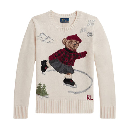 Polo Ralph Lauren Girl's Polo Bear Crewneck Sweater Clubhouse Cream