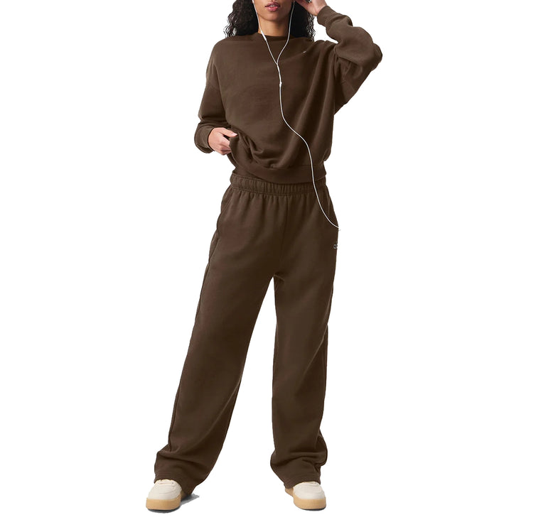 alo Women's Accolade Crew Neck Pullover Espresso