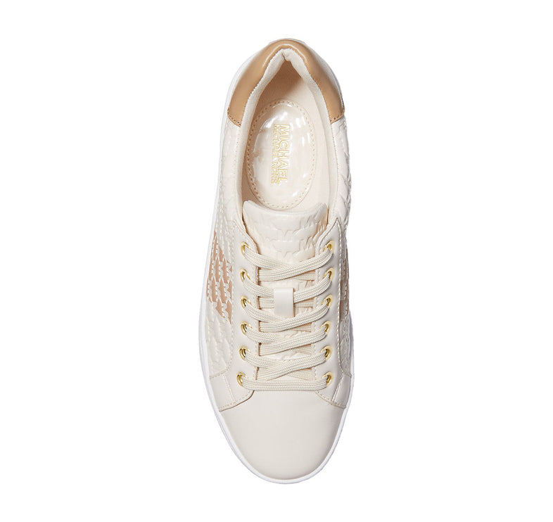 Michael Kors Women's Poppy Logo Embossed Stripe Sneaker Light Cream - Hemen Kargoda