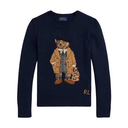 Polo Ralph Lauren Girl's Polo Bear Crewneck Sweater Cruise Navy