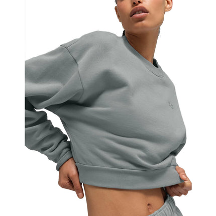 alo Women's Cropped Accolade Crewneck Lunar Grey