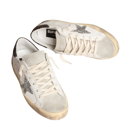 Golden Goose Women's Super Star Sneakers with Silver Star and Brown Glitter - Hemen Kargoda