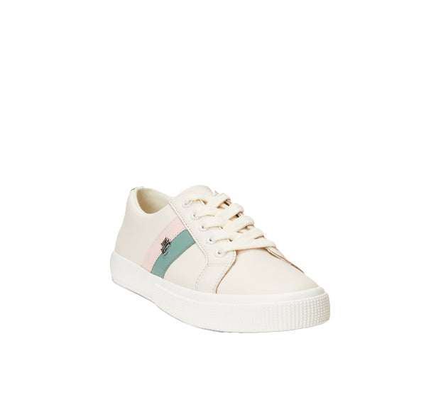 Polo Ralph Lauren Women's Janson II Leather Sneaker Soft White Pink Opal - Hemen Kargoda - Stok Bitirme İndirimi