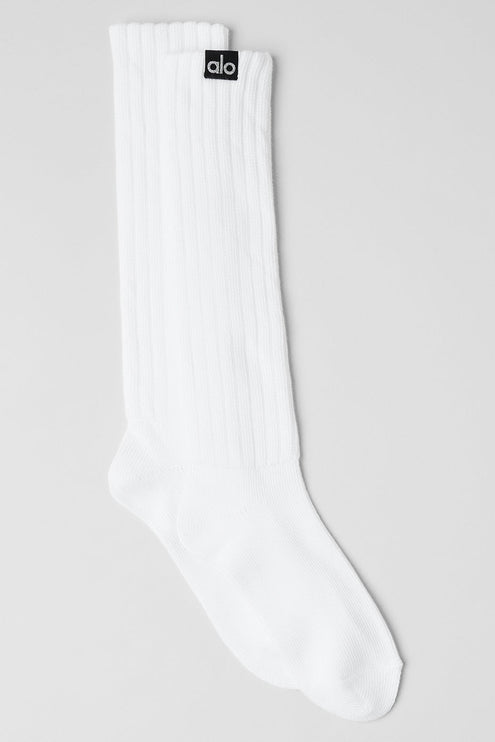 alo Men's Unisex Scrunch Sock - White