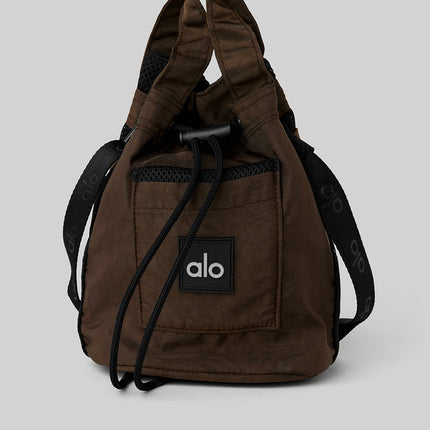 alo Women's Cross Body Bucket Bag - Espresso/Black