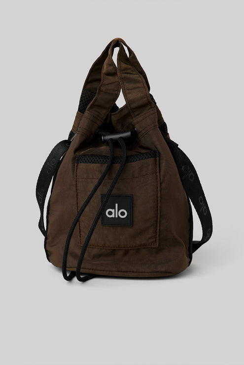 alo Women's Cross Body Bucket Bag - Espresso/Black