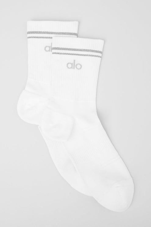 alo Women's Unisex Half-Crew Performance Sock - White
