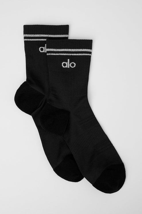 alo Women's Unisex Half-Crew Performance Sock - Black