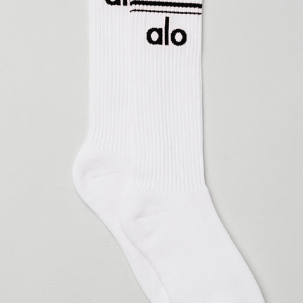 alo Men's Unisex Throwback Sock - White/Black