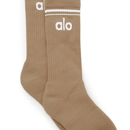 alo Men's Unisex Throwback Sock - Gravel/White