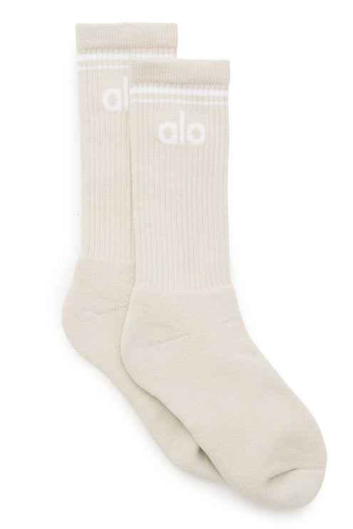 alo Men's Unisex Throwback Sock - Bone/White