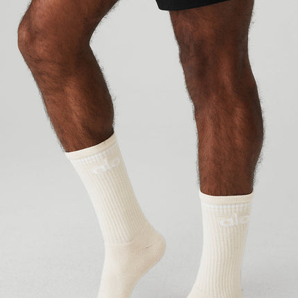 alo Men's Unisex Throwback Sock - Bone/White