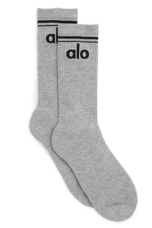 alo Men's Unisex Throwback Sock - Athletic Heather Grey/Black
