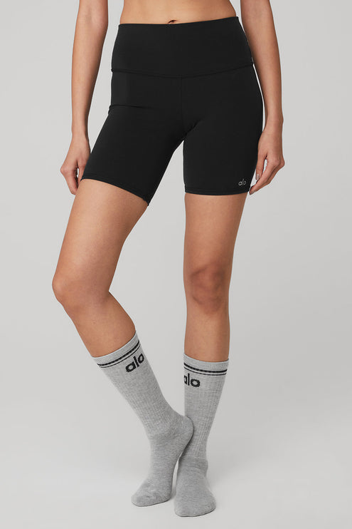 alo Men's Unisex Throwback Sock - Athletic Heather Grey/Black