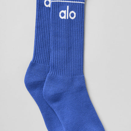 alo Men's Unisex Throwback Sock - Marathon Blue/White