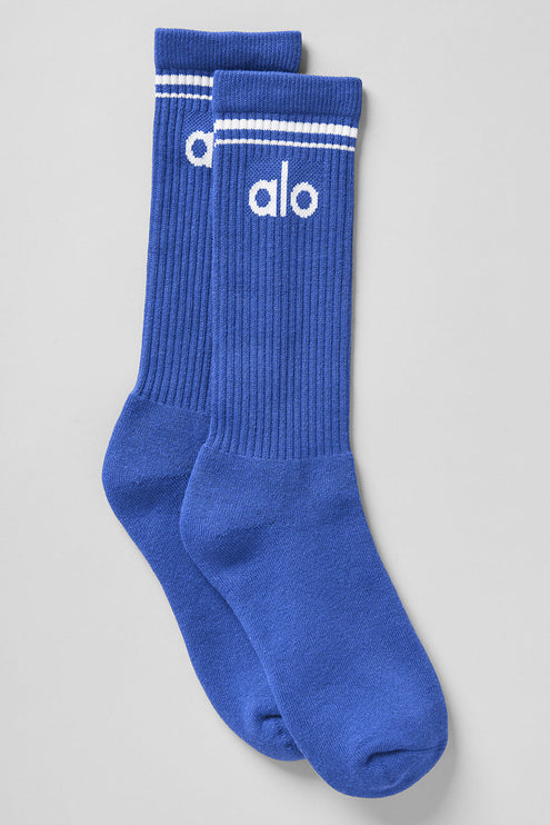 alo Men's Unisex Throwback Sock - Marathon Blue/White