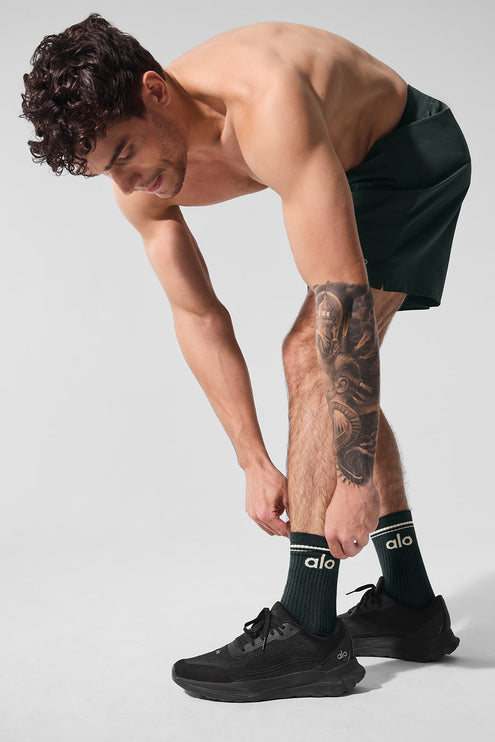 alo Men's Unisex Throwback Sock - Charcoal Green/Ivory