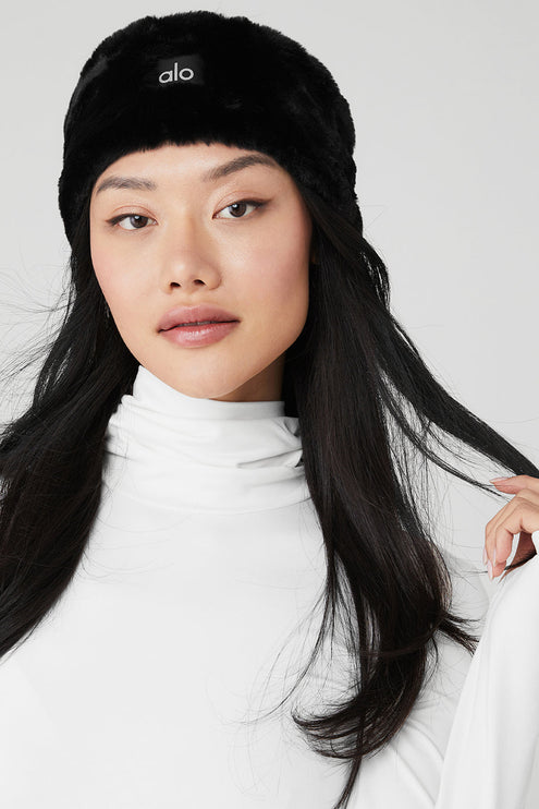 alo Women's Faux Fur Ear Warmers - Black