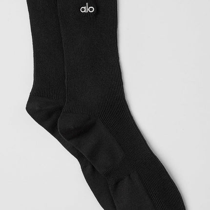alo Men's Unisex Half-Crew Understated Sock - Black