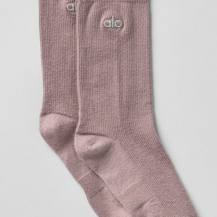 alo Men's Unisex Half-Crew Understated Sock - Mushroom