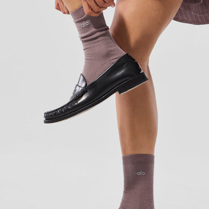 alo Men's Unisex Half-Crew Understated Sock - Mushroom