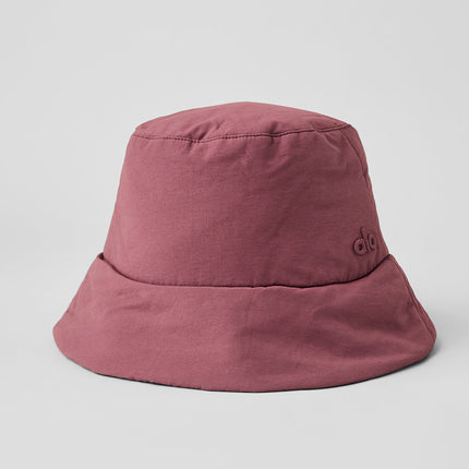 alo Women's Good Shade Puffer Bucket Hat - Burgundy Truffle