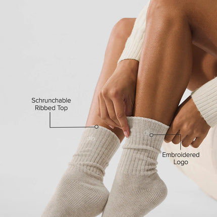 alo Unisex Cashmere Light Frosted Sock Winter Latte/Ivory