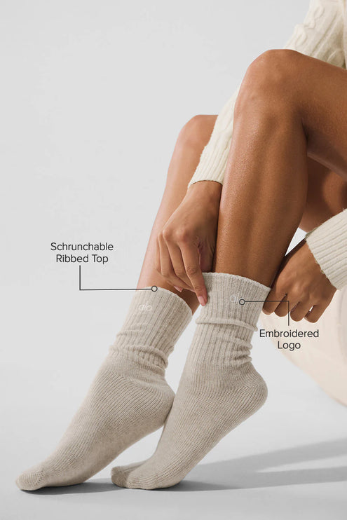 alo Unisex Cashmere Light Frosted Sock Winter Latte/Ivory