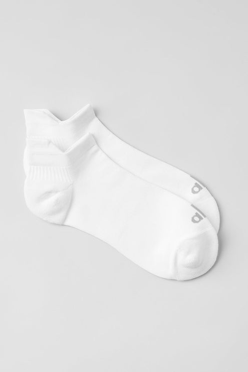 alo Men's Unisex Performance Tab Sock - White/Titanium