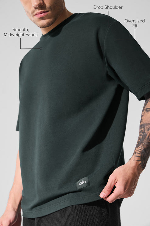 alo Men's Double Take Short Sleeve - Charcoal Green