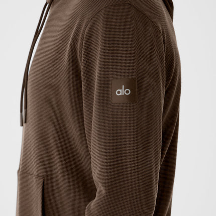 alo Men's Micro Waffle Fast Break Hoodie - Espresso