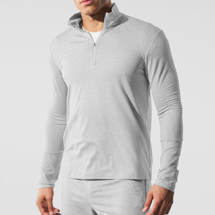 alo Men's Conquer 1/4 Zip Reform Long Sleeve - Athletic Heather Grey