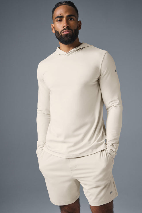 alo Men's Conquer Reform Long Sleeve With Hood - Bone