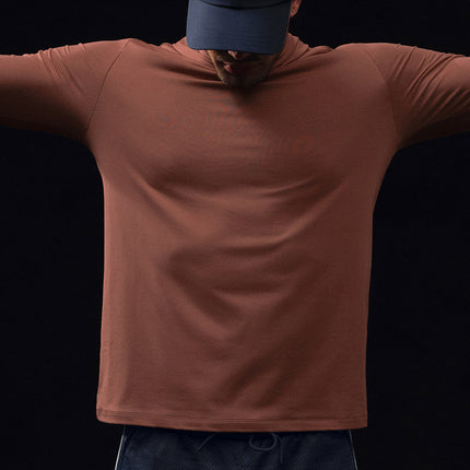 alo Men's Conquer Reform Long Sleeve With Hood - Chestnut