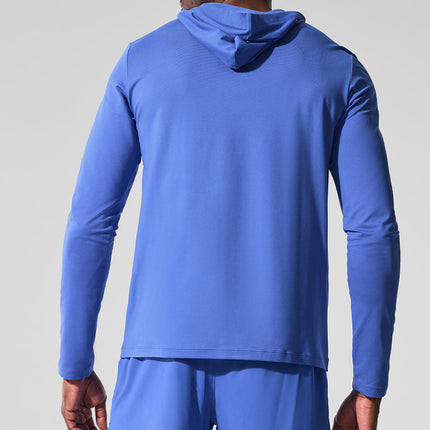 alo Men's Conquer Reform Long Sleeve With Hood - Marathon Blue