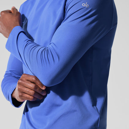 alo Men's Conquer Reform Long Sleeve With Hood - Marathon Blue