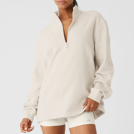 alo Women's Renown Heavy Weight 1/4 Zip - Bone