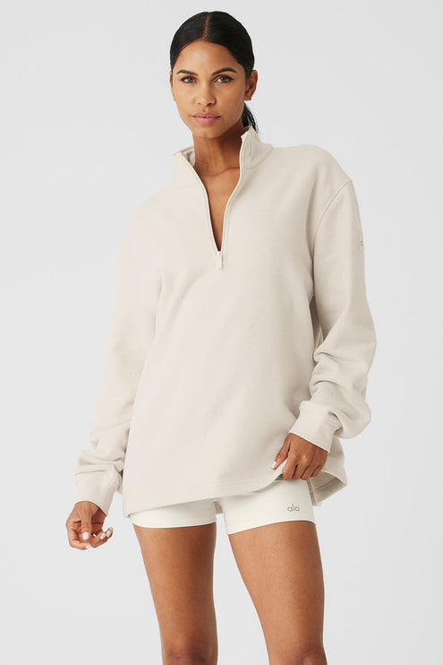 alo Women's Renown Heavy Weight 1/4 Zip - Bone