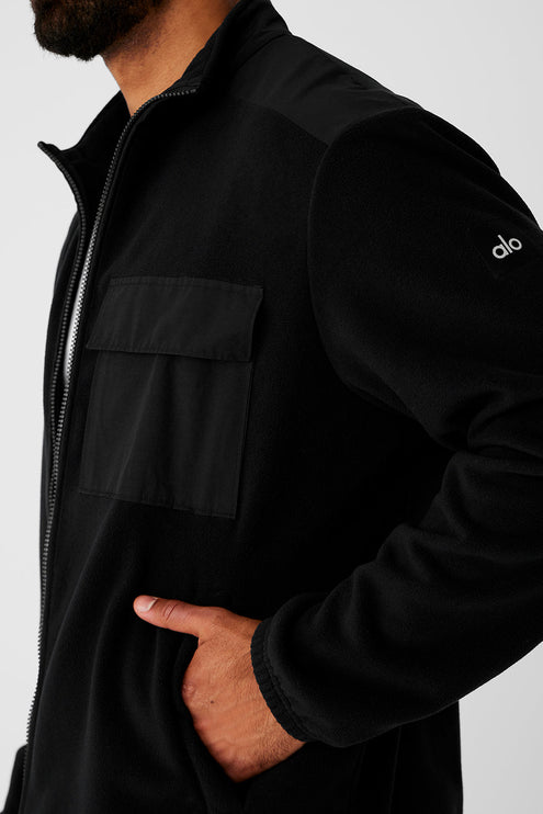 alo Men's Polar Fleece Ridge Full Zip Jacket - Black