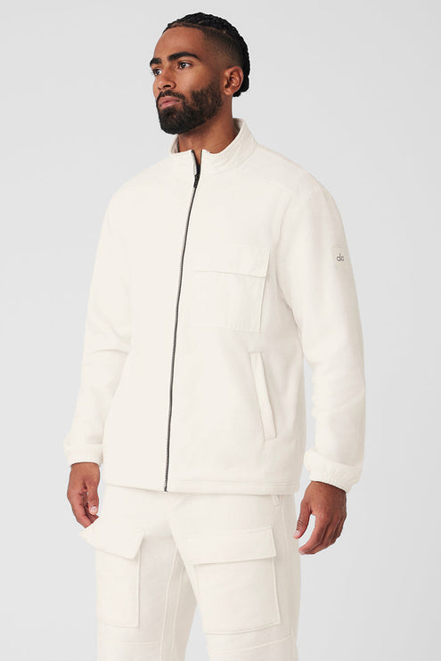 alo Men's Polar Fleece Ridge Full Zip Jacket - Ivory