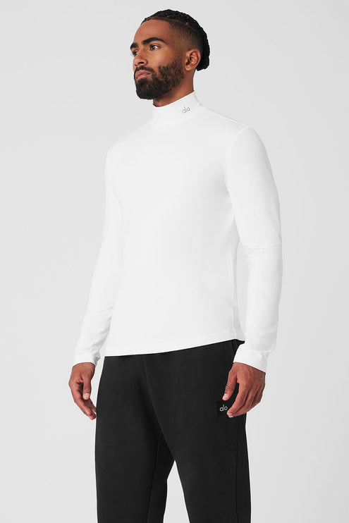 alo Men's Conquer Reform Mock Neck Long Sleeve - White