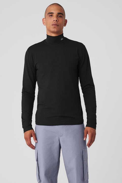 alo Men's Conquer Reform Mock Neck Long Sleeve - Black