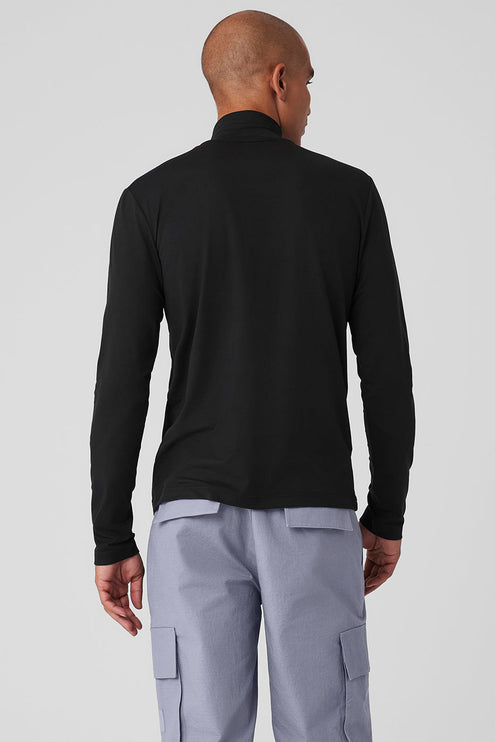 alo Men's Conquer Reform Mock Neck Long Sleeve - Black