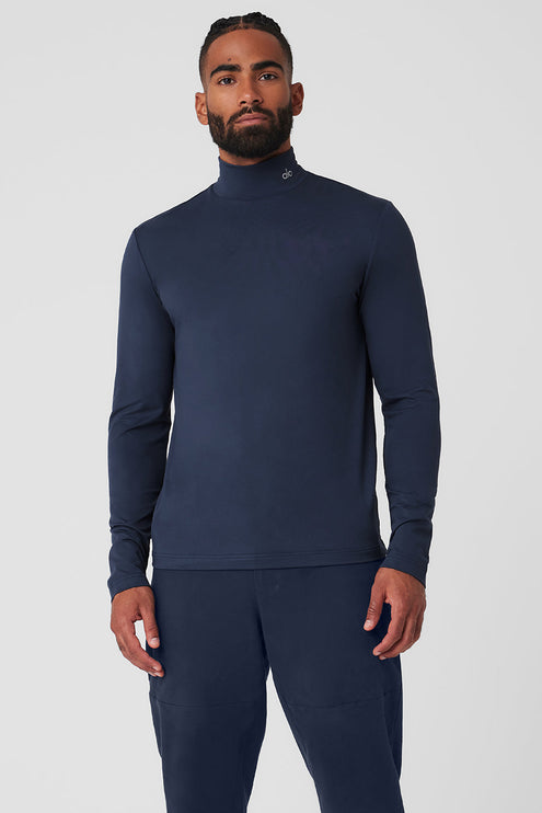 alo Men's Conquer Reform Mock Neck Long Sleeve - Navy