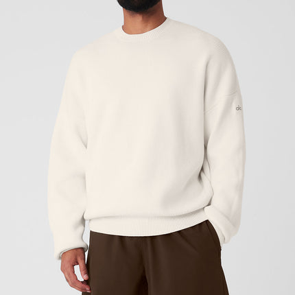 alo Men's Scholar Crew Neck Sweater - Ivory