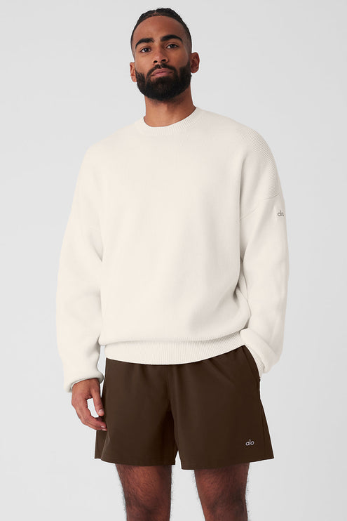 alo Men's Scholar Crew Neck Sweater - Ivory