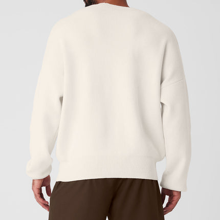 alo Men's Scholar Crew Neck Sweater - Ivory