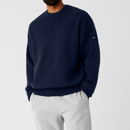 alo Men's Scholar Crew Neck Sweater - Navy
