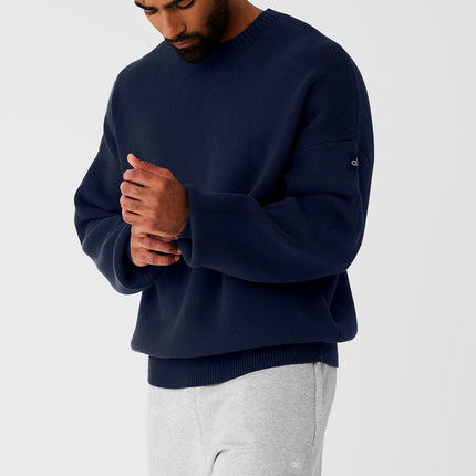 alo Men's Scholar Crew Neck Sweater - Navy